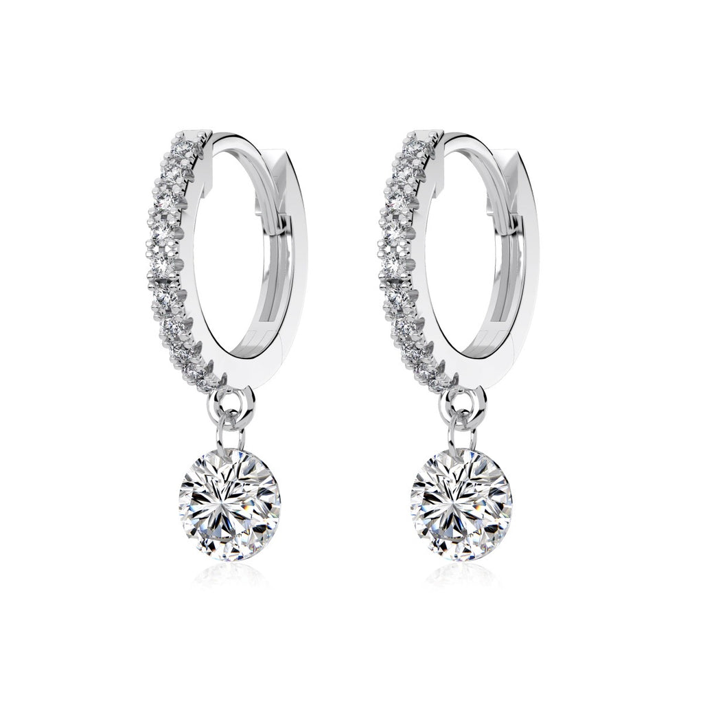 Crystal Drop Huggie Earrings in 925 sterling silver — STAUDENMANN