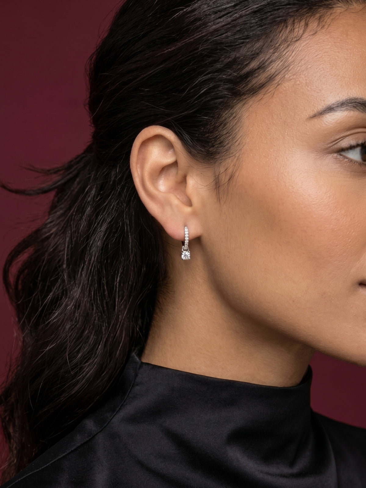 Brilliant Drop Huggie Earrings in 925 sterling silver — STAUDENMANN