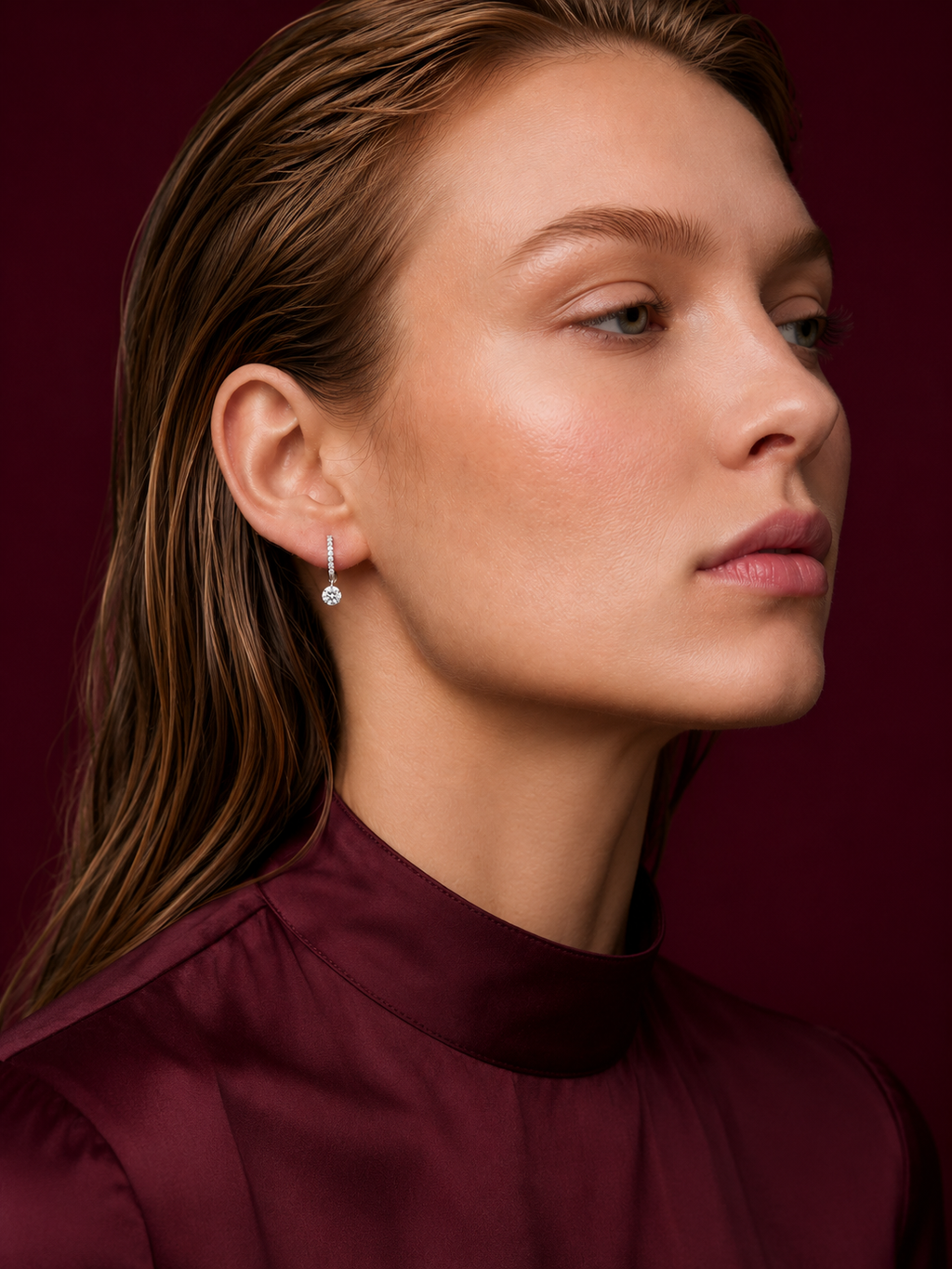 Crystal Drop Huggie Earrings in 925 sterling silver — STAUDENMANN